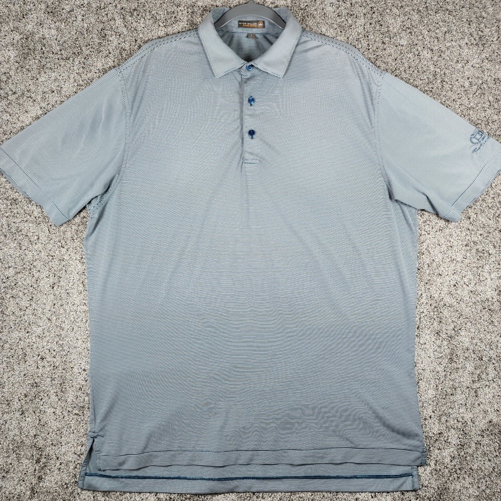 Peter Millar Polo Shirt Mens Large Striped Summer Comfort Golf Top Excellent - Picture 1 of 12